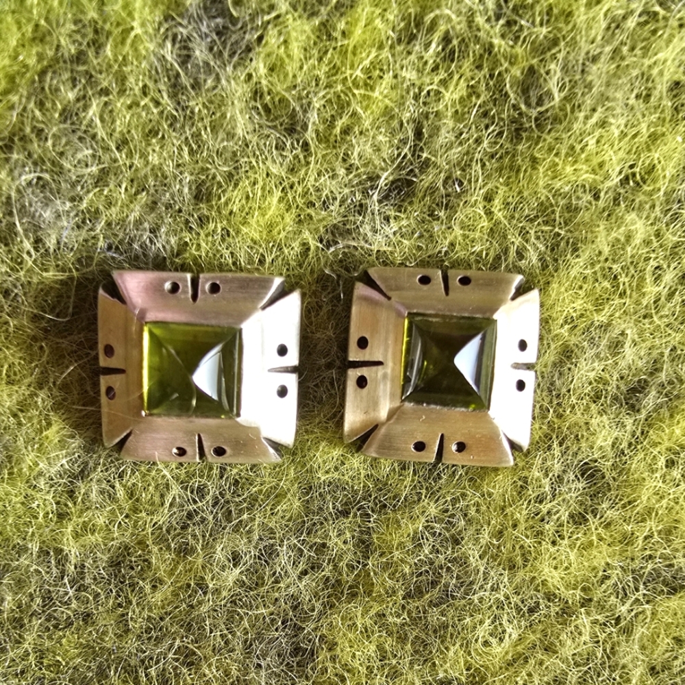 Lisa Jenks 925 Sterling Silver Square Citrine Earrings
